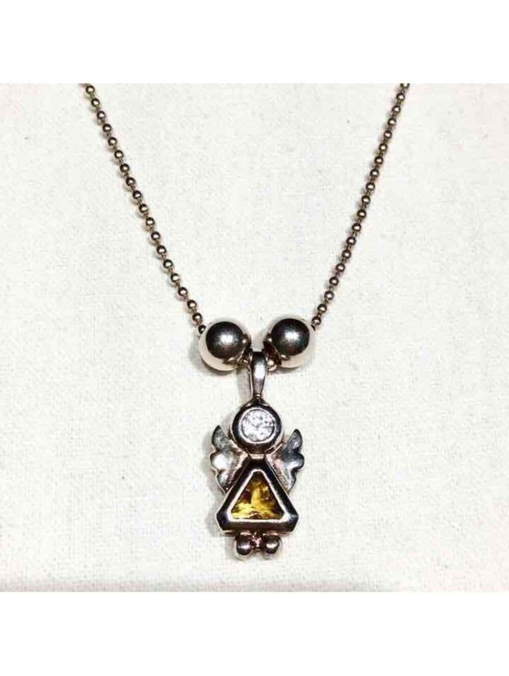 Charming ANGEL CHERUB CZ Crystals & Sterling Silver Pendant Necklace